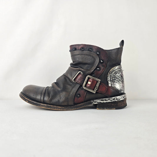 Felemini Leather Boots Size 10 Brown Comfort Ankle Boot Made in Europe