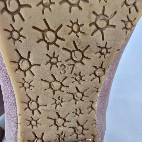 Mjus Leather Ankle Strap Booties Size 7 Blush Taupe Block Heel
