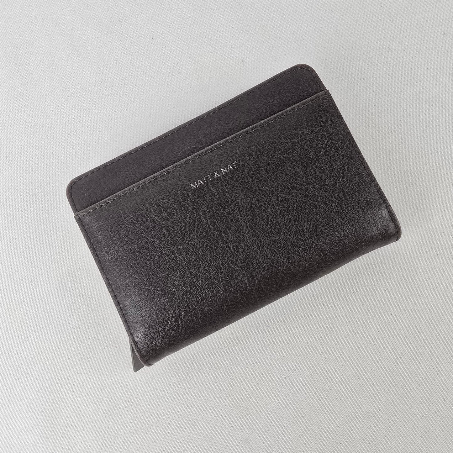 Matt & Nat Grey Zip Around Wallet Vegan Leather Card Holder