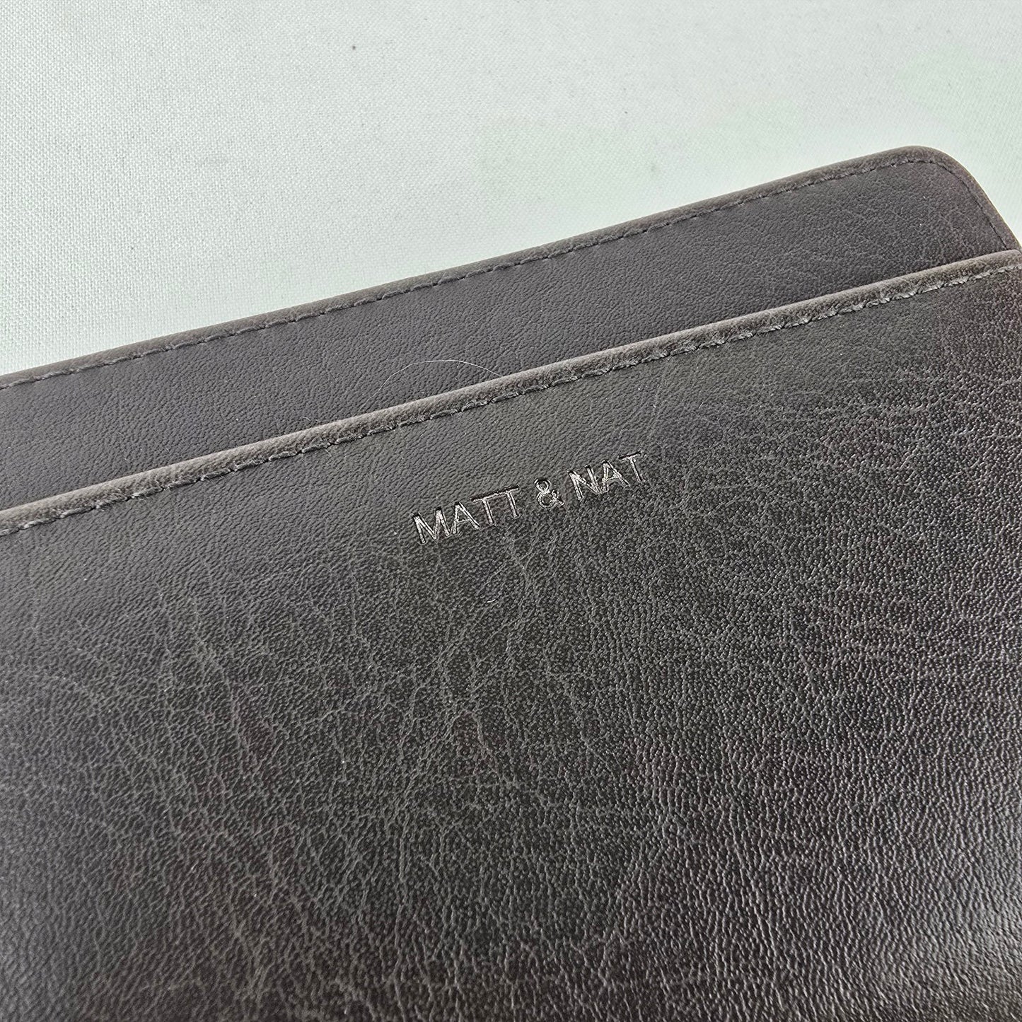 Matt & Nat Grey Zip Around Wallet Vegan Leather Card Holder