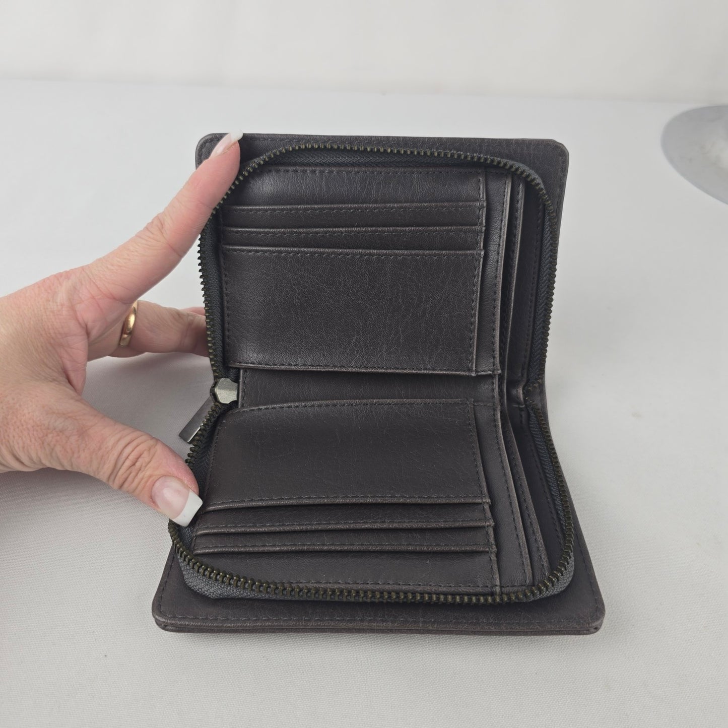 Matt & Nat Grey Zip Around Wallet Vegan Leather Card Holder