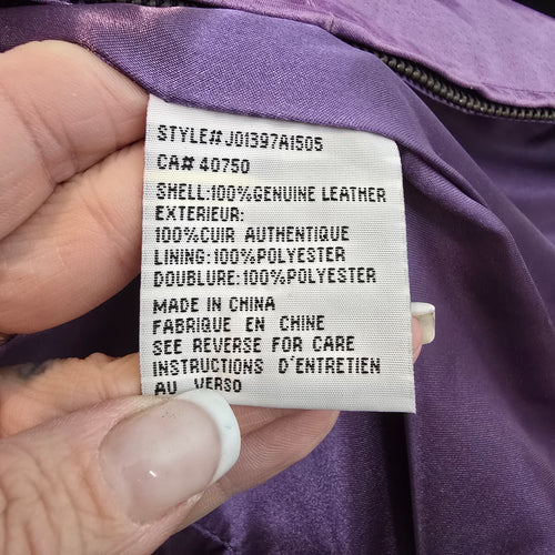 Guillaume Purple Leather Jacket Women’s M Genuine Leather Fitted Zip Statement Jacket