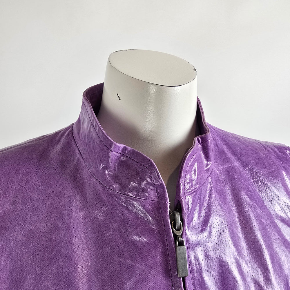 Guillaume Purple Leather Jacket Women’s M Genuine Leather Fitted Zip Statement Jacket