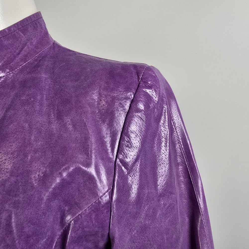 Guillaume Purple Leather Jacket Women’s M Genuine Leather Fitted Zip Statement Jacket