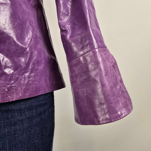 Guillaume Purple Leather Jacket Women’s M Genuine Leather Fitted Zip Statement Jacket