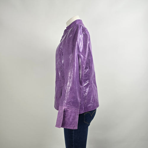 Guillaume Purple Leather Jacket Women’s M Genuine Leather Fitted Zip Statement Jacket