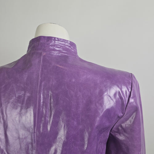 Guillaume Purple Leather Jacket Women’s M Genuine Leather Fitted Zip Statement Jacket