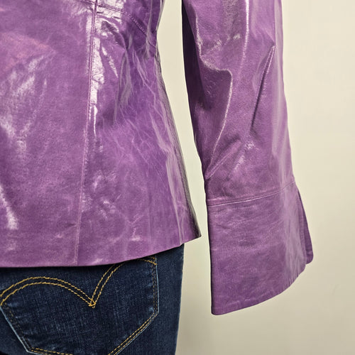 Guillaume Purple Leather Jacket Women’s M Genuine Leather Fitted Zip Statement Jacket