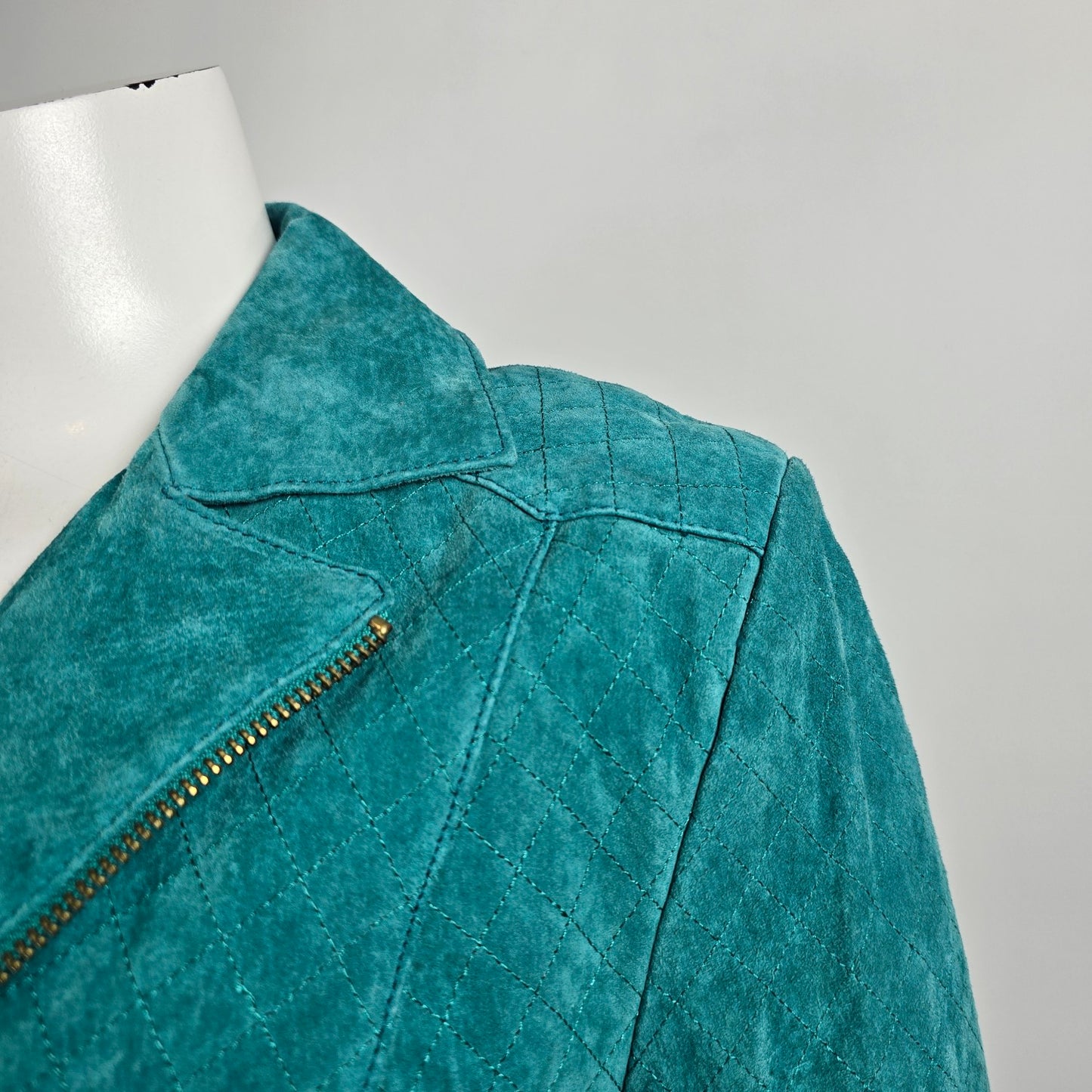 Guillaume Teal Leather Jacket Women’s M Genuine Leather Zip Moto Style Jacket