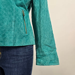 Guillaume Teal Leather Jacket Women’s M Genuine Leather Zip Moto Style Jacket