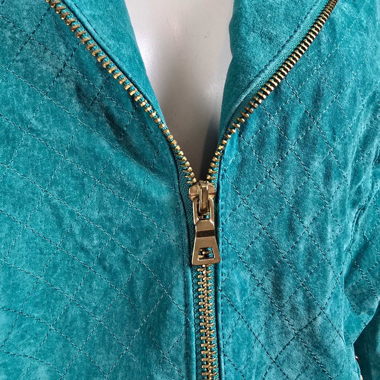 Guillaume Teal Leather Jacket Women’s M Genuine Leather Zip Moto Style Jacket