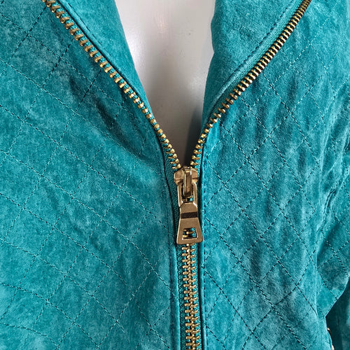 Guillaume Teal Leather Jacket Women’s M Genuine Leather Zip Moto Style Jacket