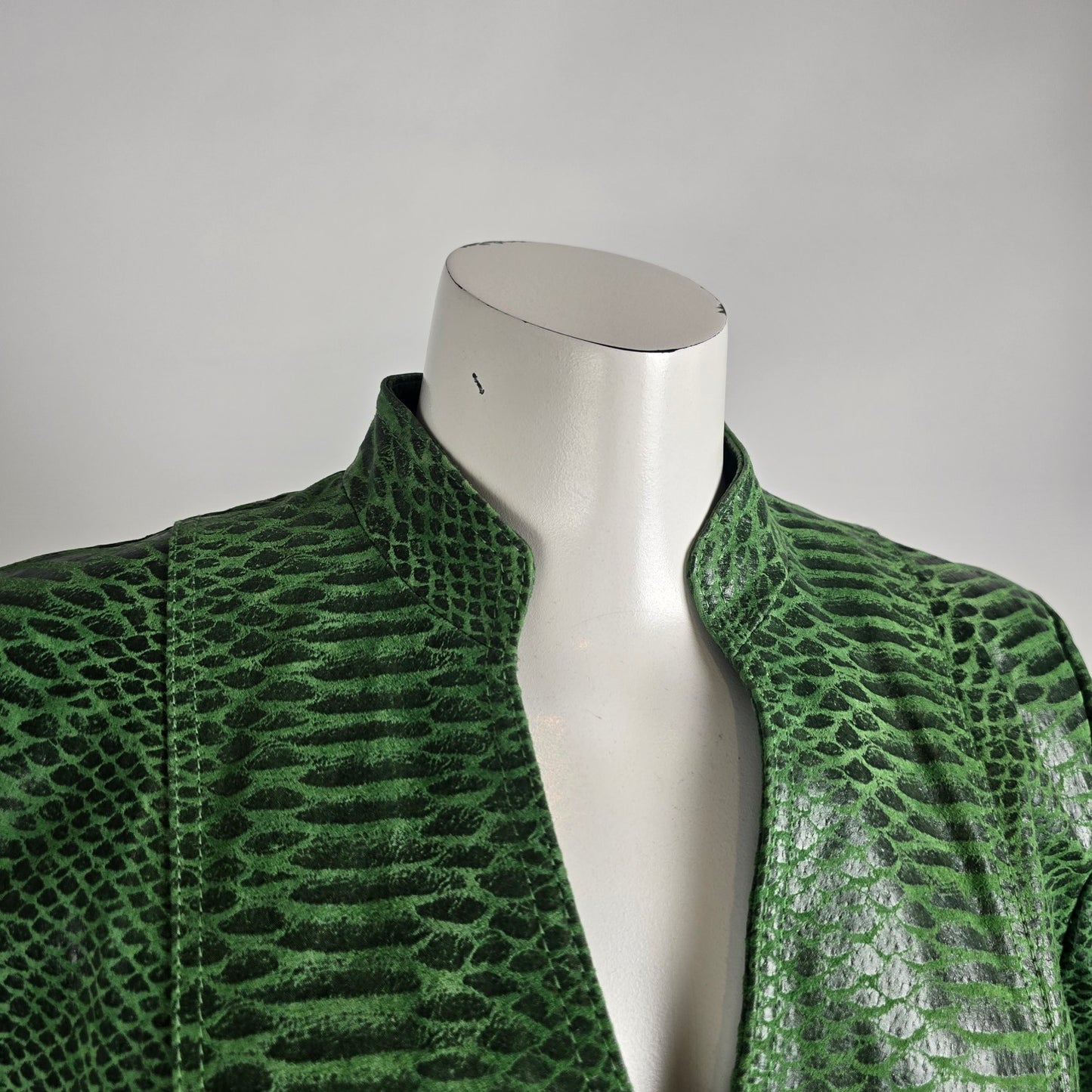 Guillaume Green Snakeskin Leather Jacket Size M Genuine Leather Statement Jacket