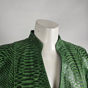 Guillaume Green Snakeskin Leather Jacket Size M Genuine Leather Statement Jacket