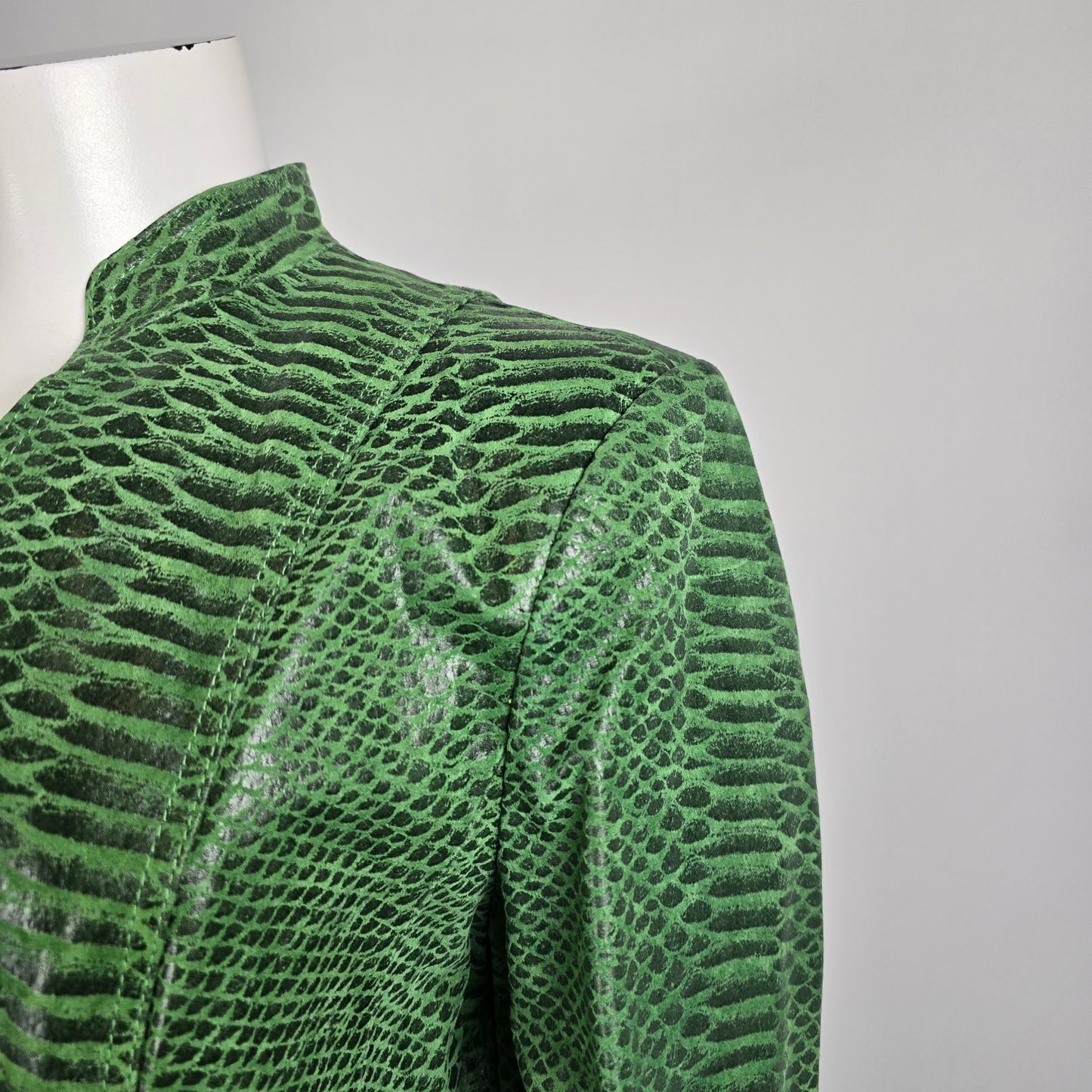 Guillaume Green Snakeskin Leather Jacket Size M Genuine Leather Statement Jacket