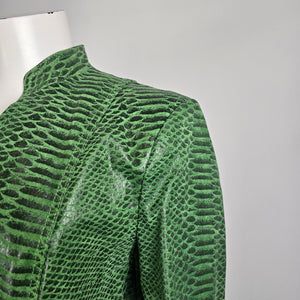 Guillaume Green Snakeskin Leather Jacket Size M Genuine Leather Statement Jacket