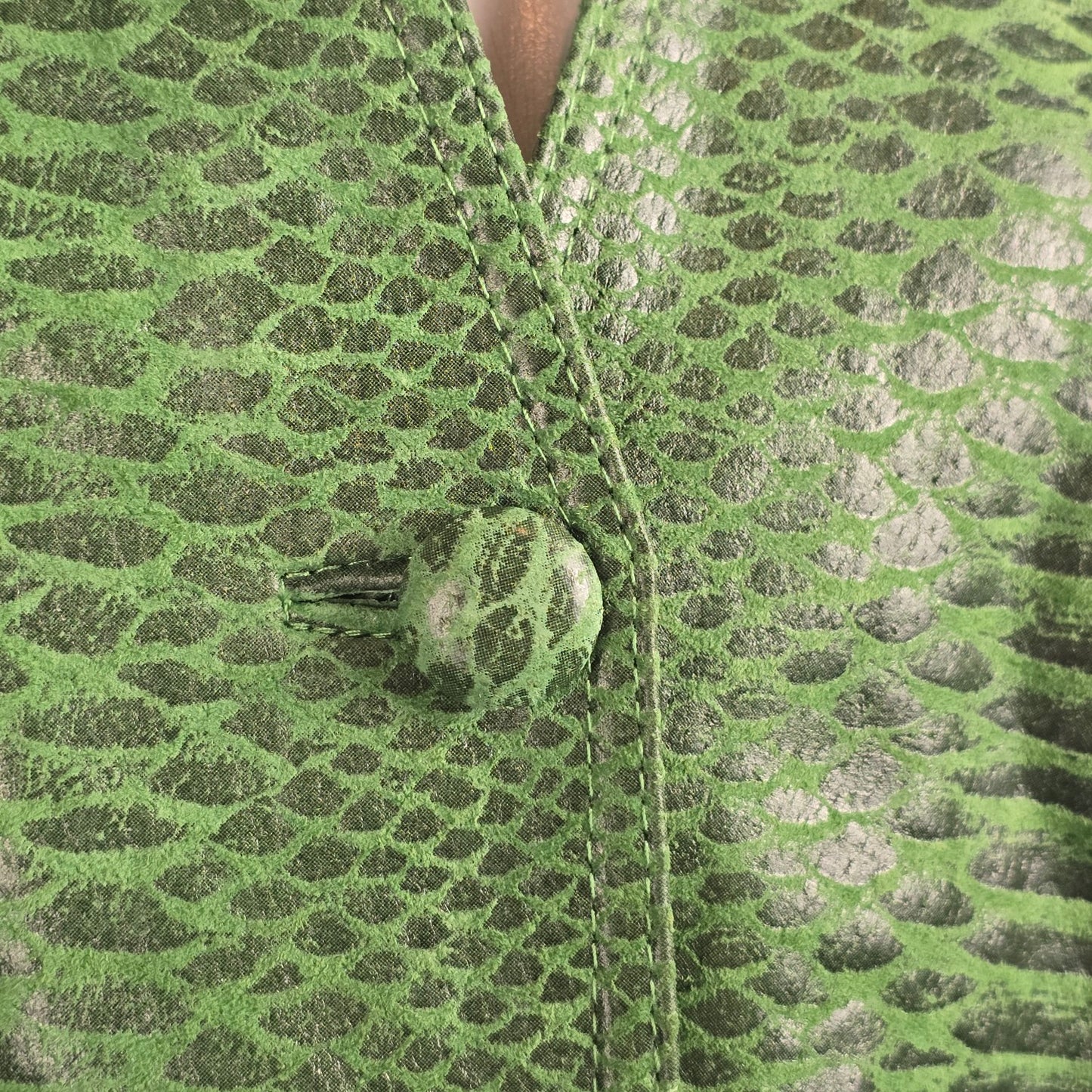 Guillaume Green Snakeskin Leather Jacket Size M Genuine Leather Statement Jacket