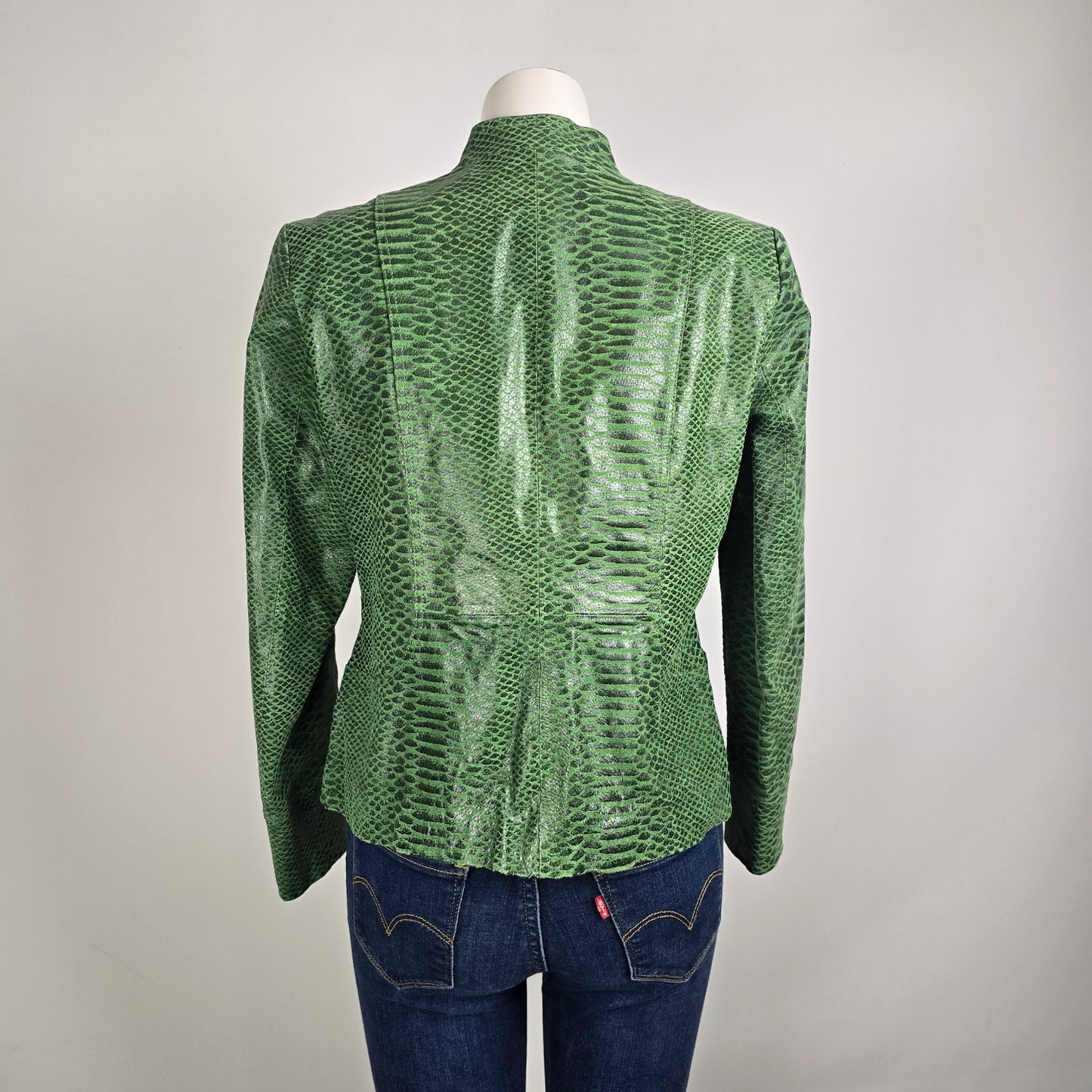 Guillaume Green Snakeskin Leather Jacket Size M Genuine Leather Statement Jacket
