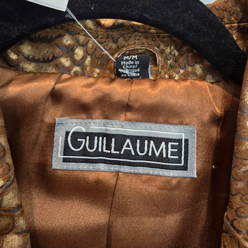 Guillaume Bronze Snakeskin Leather Jacket Size M Metallic Textured Zip Front