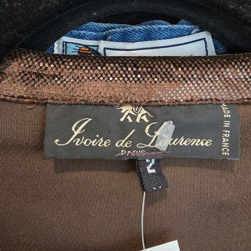 Ivoire de Laurence Paris Jacket Blazer Size S Brown Metallic Zip Front