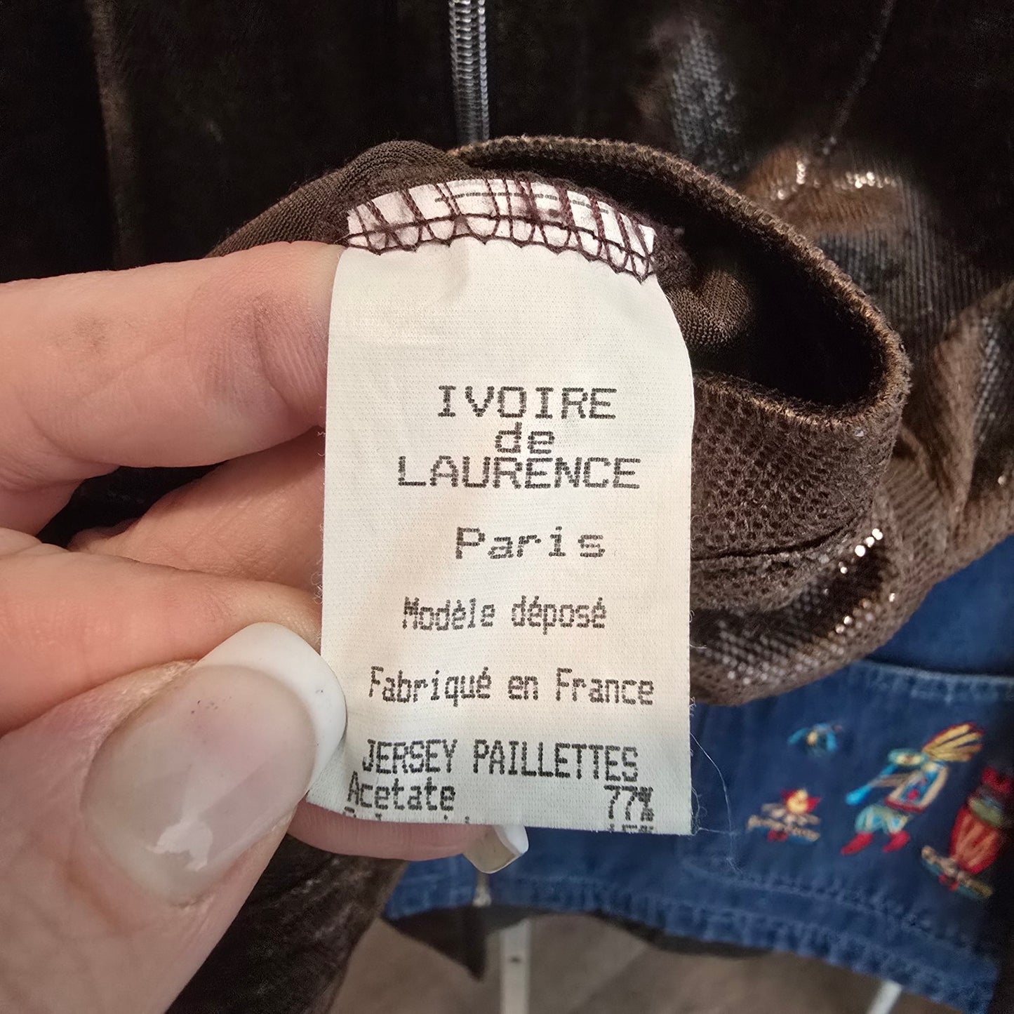 Ivoire de Laurence Paris Jacket Blazer Size S Brown Metallic Zip Front