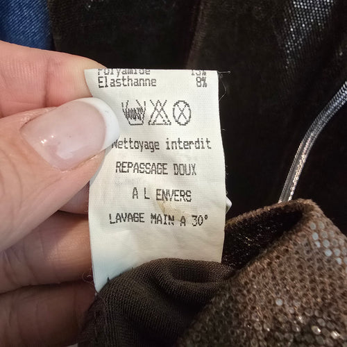 Ivoire de Laurence Paris Jacket Blazer Size S Brown Metallic Zip Front