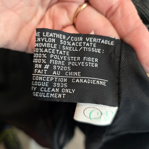 Vintage Danier Black Leather Coat Size XL Genuine Leather Mid Length Jacket