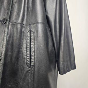 Vintage Danier Black Leather Coat Size XL Genuine Leather Mid Length Jacket
