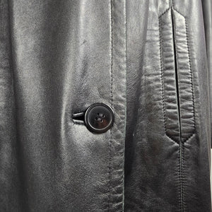 Vintage Danier Black Leather Coat Size XL Genuine Leather Mid Length Jacket