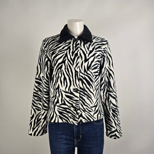Vintage Mary Rose Zebra Print Fleece Jacket Made in Canada Size S