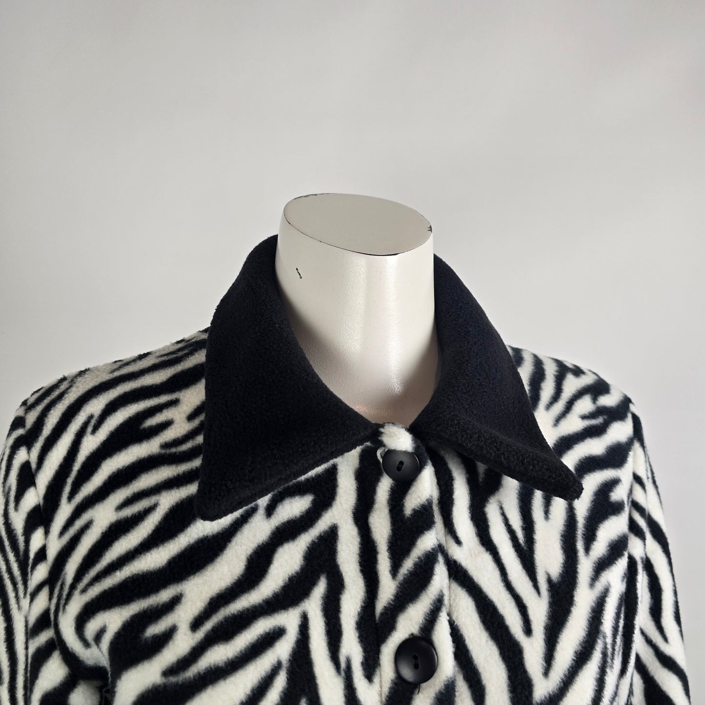 Vintage Mary Rose Zebra Print Fleece Jacket Made in Canada Size S