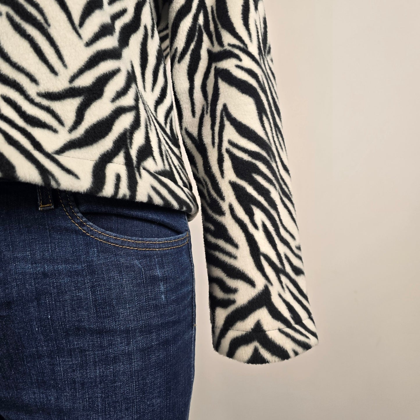 Vintage Mary Rose Zebra Print Fleece Jacket Made in Canada Size S