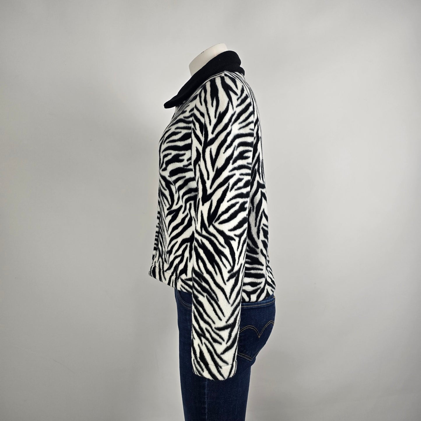 Vintage Mary Rose Zebra Print Fleece Jacket Made in Canada Size S