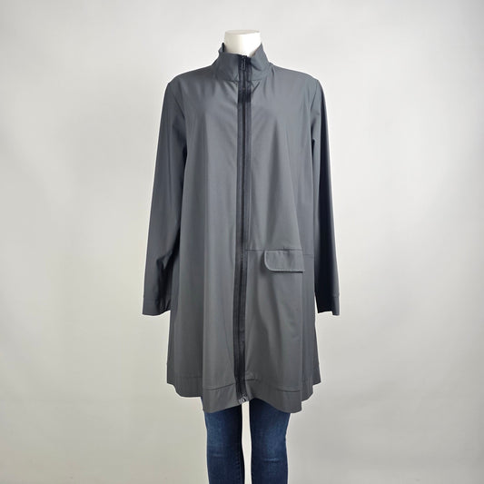 Toni T Grey Zip Jacket Longline Lightweight Coat Size XL Minimal Asymmetrical