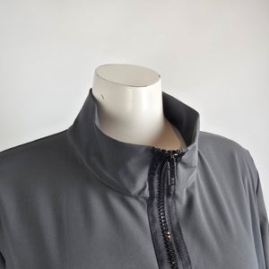 Toni T Grey Zip Jacket Longline Lightweight Coat Size XL Minimal Asymmetrical