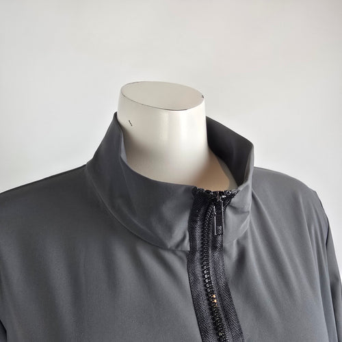 Toni T Grey Zip Jacket Longline Lightweight Coat Size XL Minimal Asymmetrical
