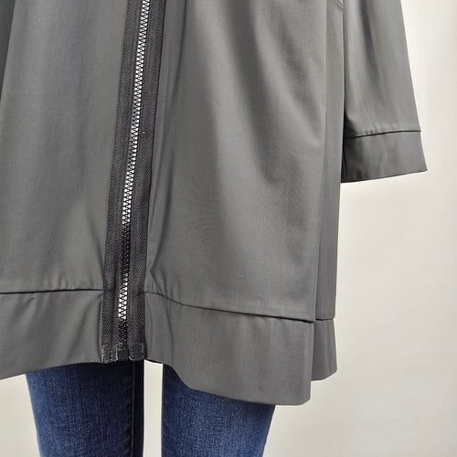 Toni T Grey Zip Jacket Longline Lightweight Coat Size XL Minimal Asymmetrical