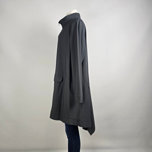 Toni T Grey Zip Jacket Longline Lightweight Coat Size XL Minimal Asymmetrical