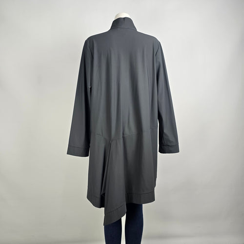 Toni T Grey Zip Jacket Longline Lightweight Coat Size XL Minimal Asymmetrical