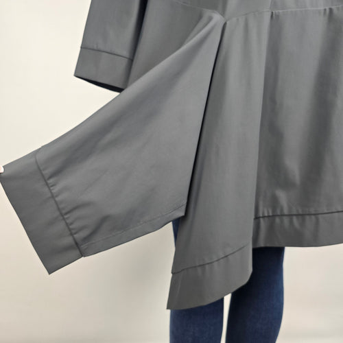 Toni T Grey Zip Jacket Longline Lightweight Coat Size XL Minimal Asymmetrical