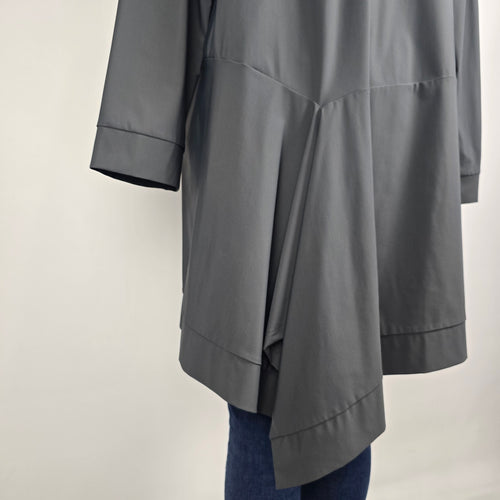 Toni T Grey Zip Jacket Longline Lightweight Coat Size XL Minimal Asymmetrical