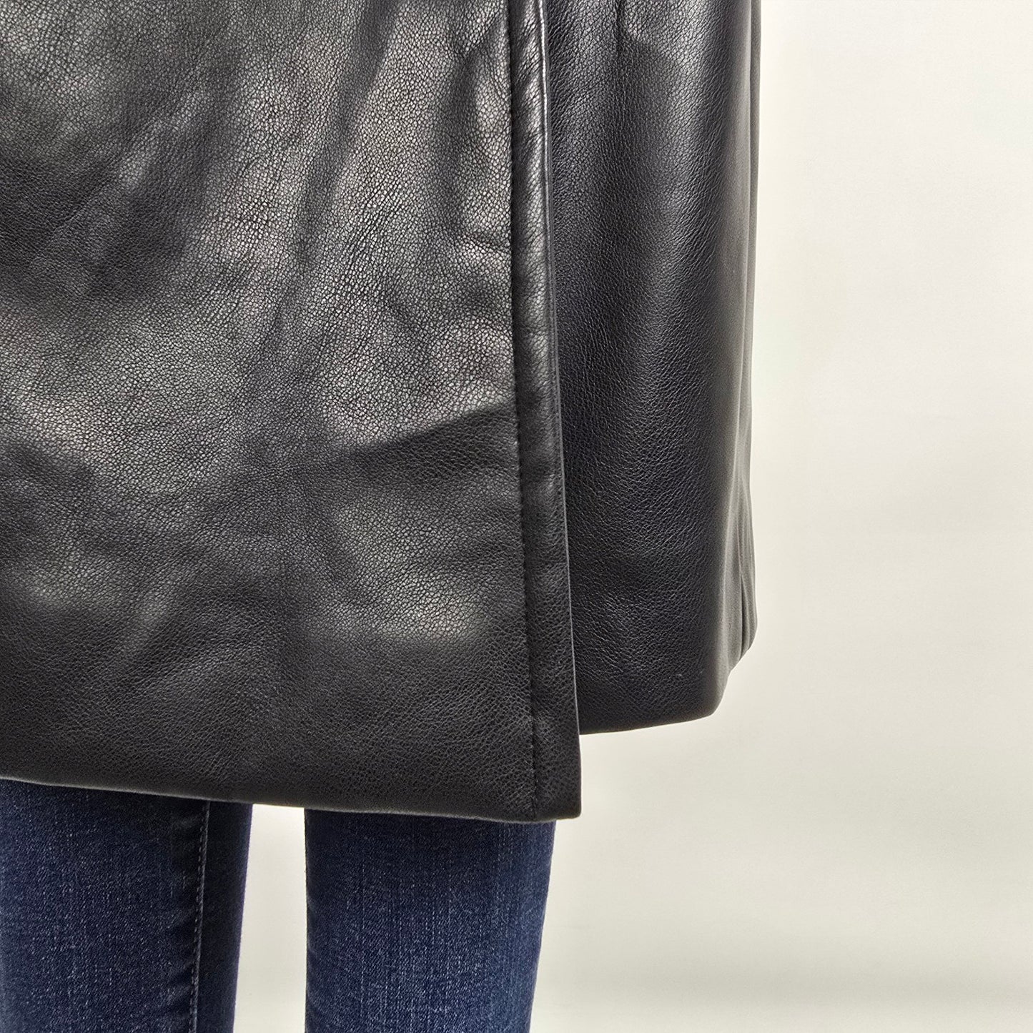 Dynamite Black Faux Leather Trench Coat Belted XS