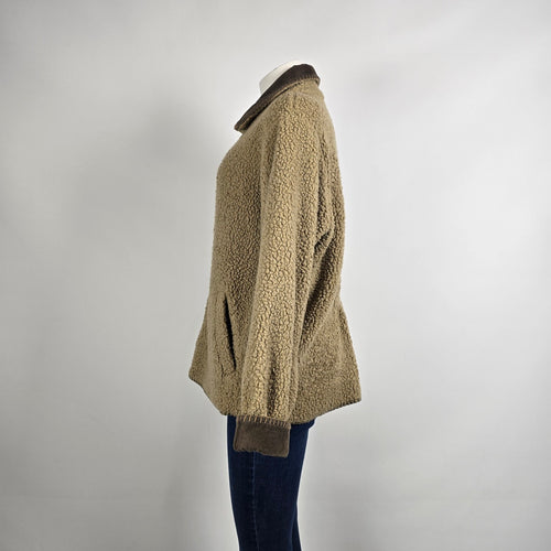 Woolrich Sherpa Fleece Jacket Corduroy Trim Zip Up Size L
