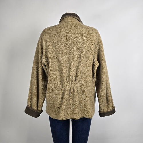 Woolrich Sherpa Fleece Jacket Corduroy Trim Zip Up Size L