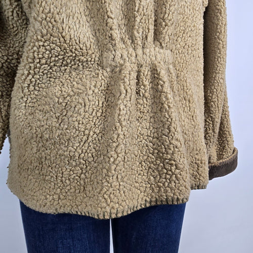 Woolrich Sherpa Fleece Jacket Corduroy Trim Zip Up Size L