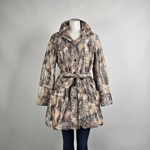 Renuar Belted Rain Jacket Animal Print Lightweight Size 16