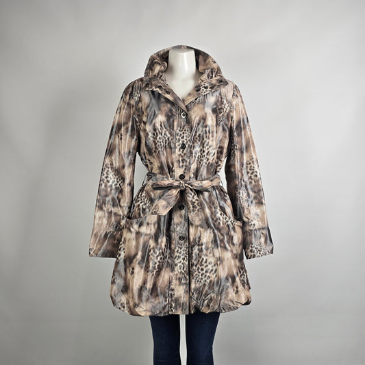 Renuar Belted Rain Jacket Animal Print Lightweight Size 16