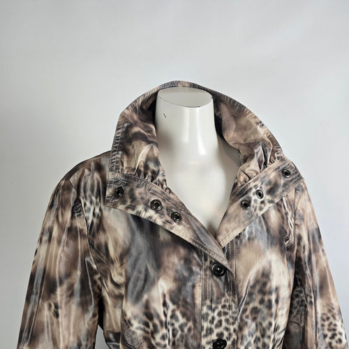 Renuar Belted Rain Jacket Animal Print Lightweight Size 16