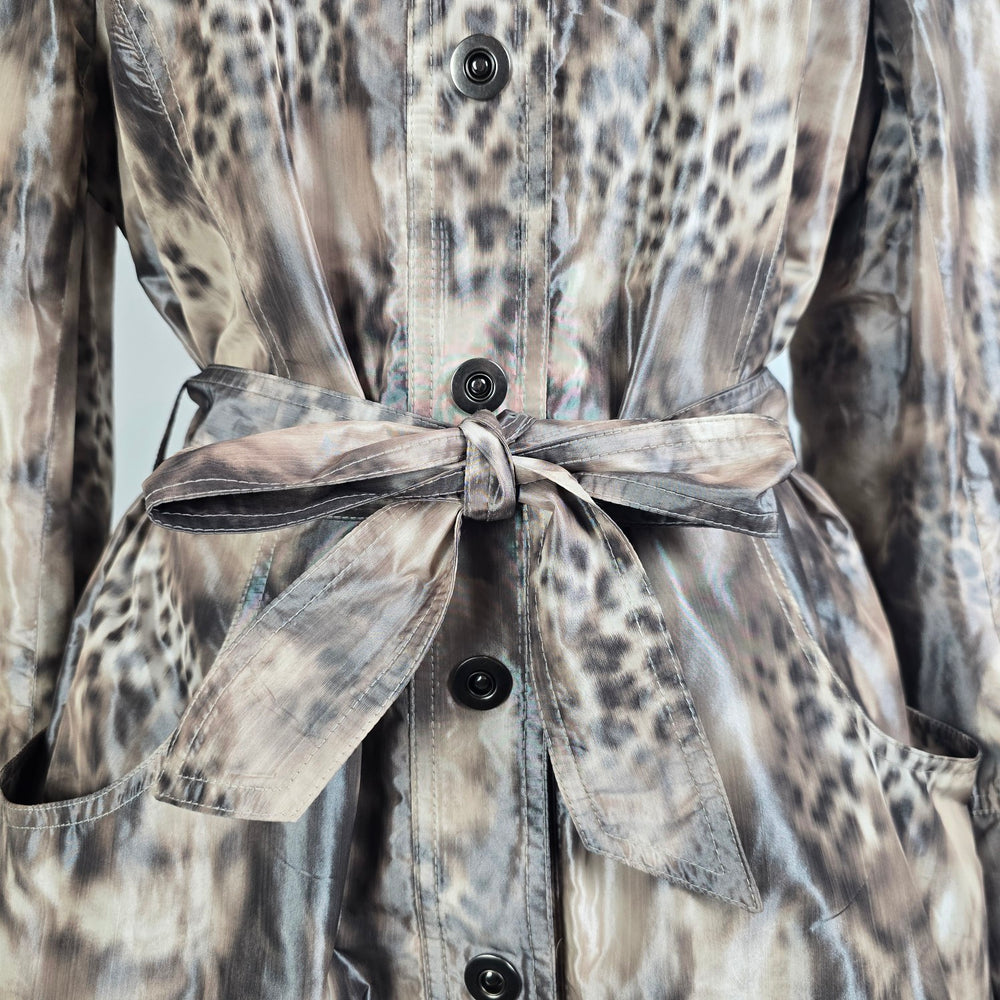 Renuar Belted Rain Jacket Animal Print Lightweight Size 16