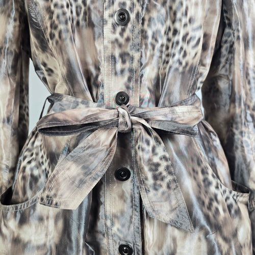 Renuar Belted Rain Jacket Animal Print Lightweight Size 16